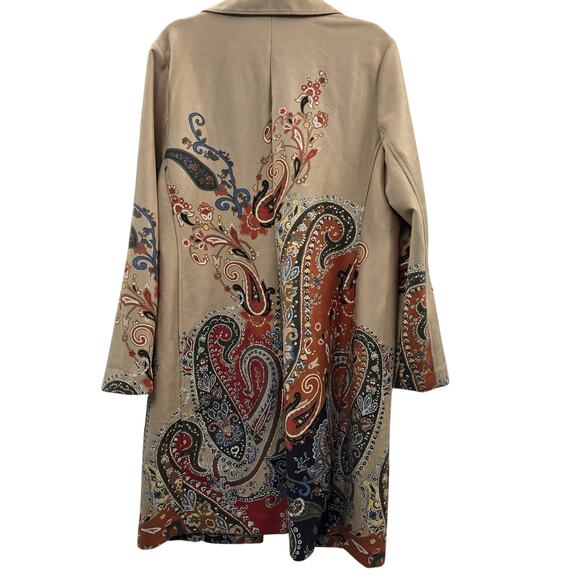 Chicos Jacket Womens 2 Large Paisley Embroidered Boho Chic Coat 12 14 Indie Work - Picture 2 of 12